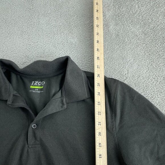 Izod Performance Golf Polo Shirt L/G Black Polyester Mens Top 0635 - Picture 6 of 8